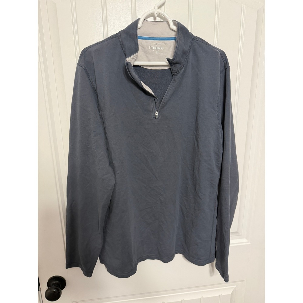 J.Crew Pullover Mens XL Performance Quarter Zip Gray Blue Long Sleeve EUC